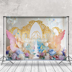 Lofaris Elegant Butterflies Floral Spring Photo Backdrop