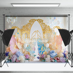 Lofaris Elegant Butterflies Floral Spring Photo Backdrop