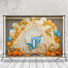 Lofaris Elegant Carriage Curtain Pumpkin Cake Smash Backdrop