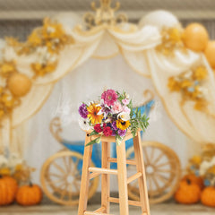 Lofaris Elegant Carriage Curtain Pumpkin Cake Smash Backdrop