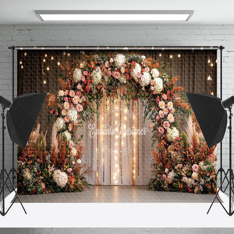 Lofaris Elegant Floral Arch Light Wedding Photo Backdrop