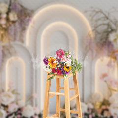 Lofaris Elegant Floral Plant White Arch Wall Wedding Backdrop