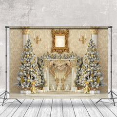 Lofaris Elegant Floral Print Wall Xmas Fireplace Backdrop