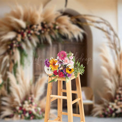 Lofaris Elegant Hay Archway Floral Decor Wedding Backdrop