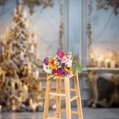 Lofaris Elegant Marble Wall Candlelit Christmas Tree Backdrop