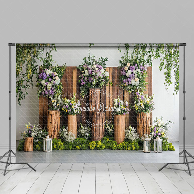 Lofaris Elegant Natural Floral Wooden Stake Spring Backdrop