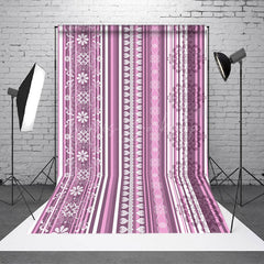 Lofaris Elegant Pink Grey Stripe Lace Photography Backdrop