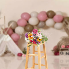 Lofaris Elegant Pink White Balloon Arch Feathered Backdrop