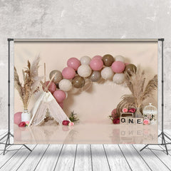 Lofaris Elegant Pink White Balloon Arch Feathered Backdrop