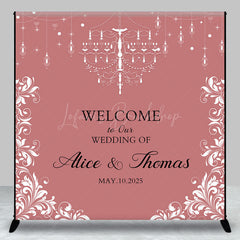 Lofaris Elegant Pink White Custom Name Backdrop For Wedding