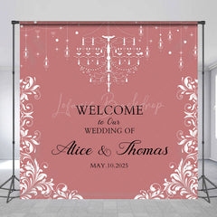 Lofaris Elegant Pink White Custom Name Backdrop For Wedding