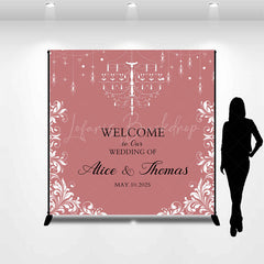 Lofaris Elegant Pink White Custom Name Backdrop For Wedding