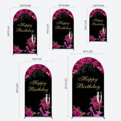 Lofaris Elegant Purple Floral Black Birthday Arch Backdrop