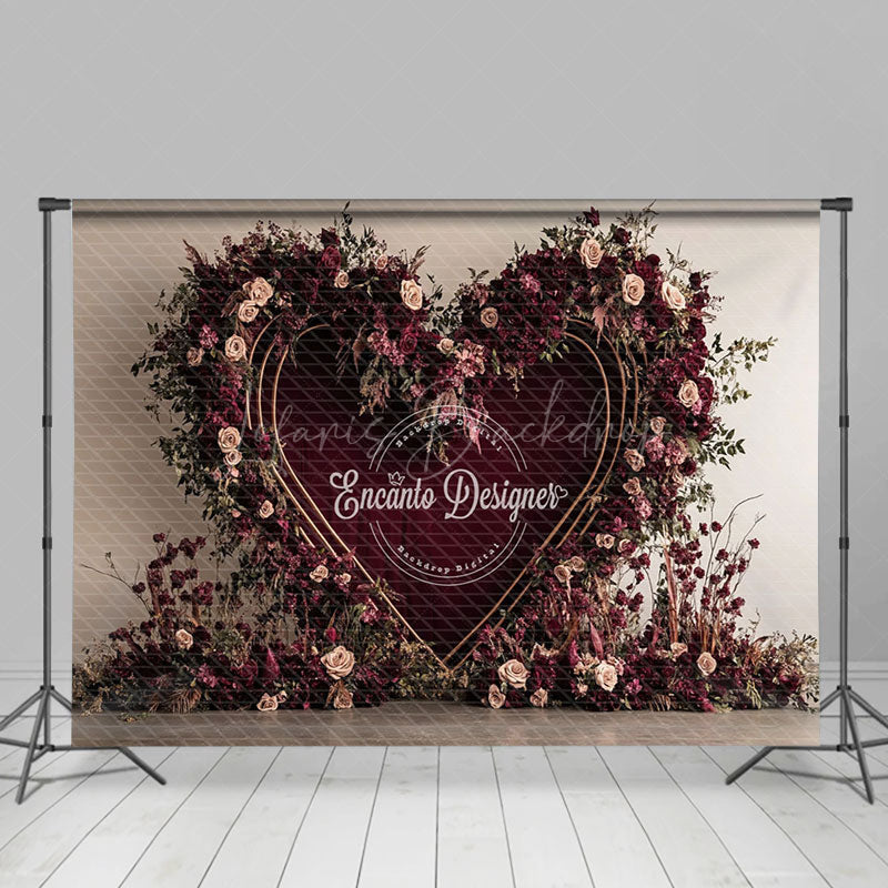 Lofaris Elegant Purple Floral Heart Valentines Day Backdrop