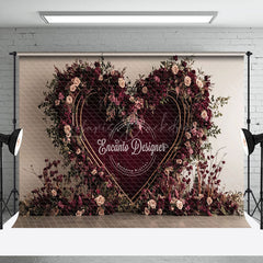 Lofaris Elegant Purple Floral Heart Valentines Day Backdrop