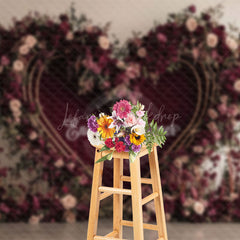 Lofaris Elegant Purple Floral Heart Valentines Day Backdrop