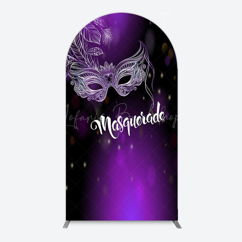 Lofaris Elegant Purple Mask Masquerade Birthday Arch Backdrop