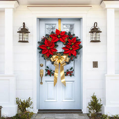 Lofaris Elegant Red Berry Pinecone Christmas Wreath Door Cover