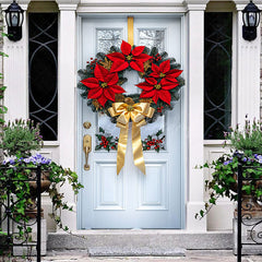 Lofaris Elegant Red Berry Pinecone Christmas Wreath Door Cover