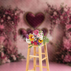 Lofaris Elegant Velvet Heart Floral Valentines Day Backdrop