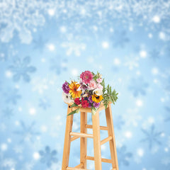 Lofaris Elegant White Blue Winter Falling Snowflake Backdrop