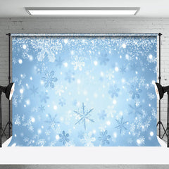 Lofaris Elegant White Blue Winter Falling Snowflake Backdrop