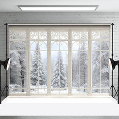 Lofaris Elegant White Window Forest Photo Backdrop