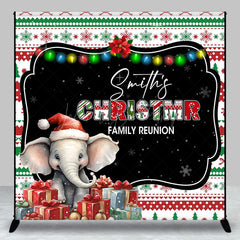 Lofaris Elephant Custom Name Christmr Family Reunion Backdrop