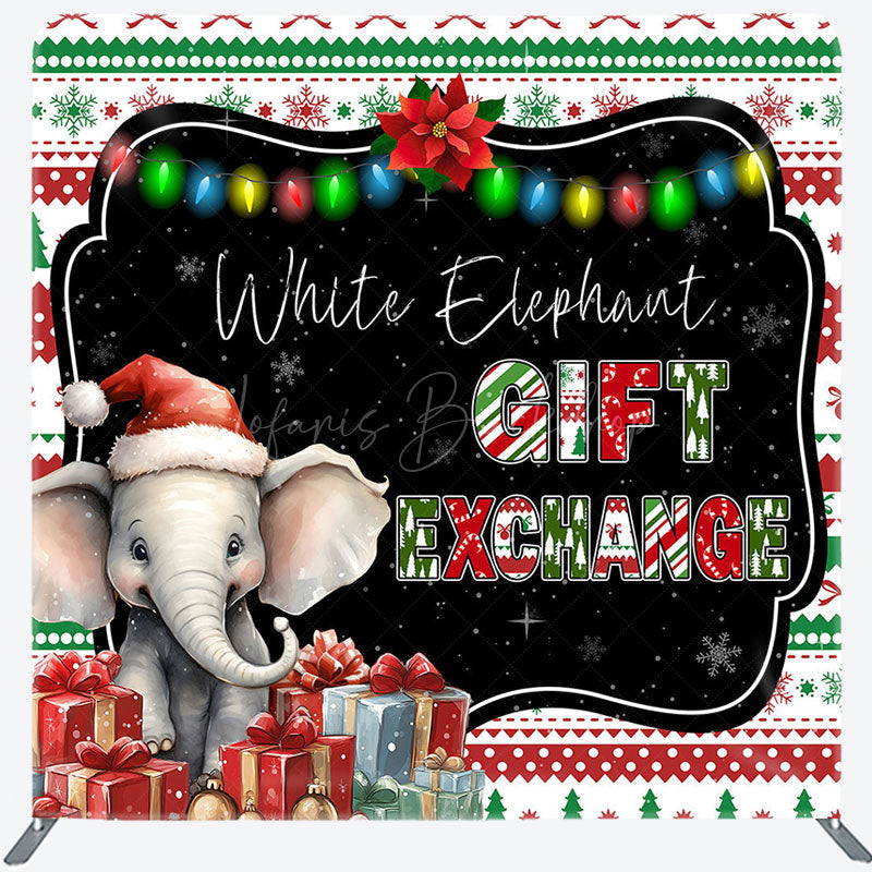 Lofaris Elephant Gift Exchange Christmas Pillow Case Backdrop