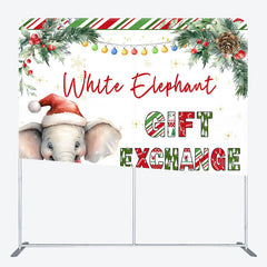 Lofaris Elephant Xmas Gift Exchange Tension Fabric Backdrop