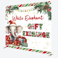 Lofaris Elephant Xmas Gift Exchange Tension Fabric Backdrop