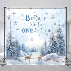 Lofaris Elk Winter Onderland Custom Name Birthday Backdrop