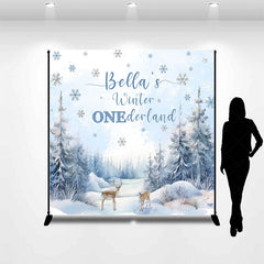 Lofaris Elk Winter Onderland Custom Name Birthday Backdrop