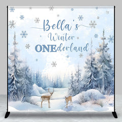 Lofaris Elk Winter Onderland Custom Name Birthday Backdrop