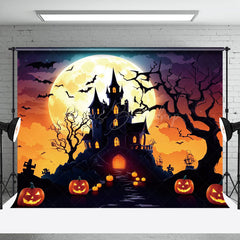 Lofaris Enchant Halloween Castle Glowing Pumpkins Backdrop