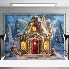 Lofaris Enchanted Candy House Lights Winter Christmas Backdrop