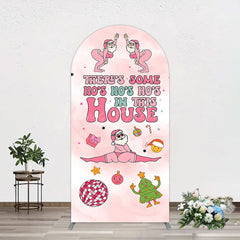 Lofaris Enchanting Pink Santa Claus Christmas Arch Backdrop