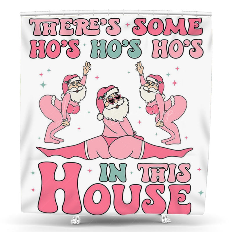 Lofaris Enchanting Pink Santa Claus Christmas Shower Curtain