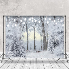 Lofaris Enchanting White Snowy Forest Light Winter Backdrop