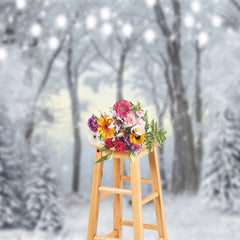 Lofaris Enchanting White Snowy Forest Light Winter Backdrop