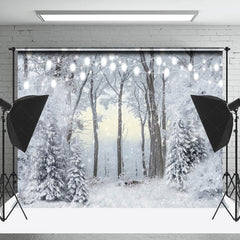 Lofaris Enchanting White Snowy Forest Light Winter Backdrop