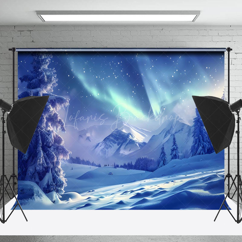 Lofaris Enchanting Winter Night Aurora Borealis Backdrop