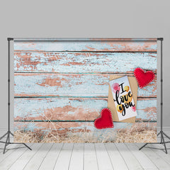 Lofaris Envelop Retro Blue Wooden Valentines Day Backdrop