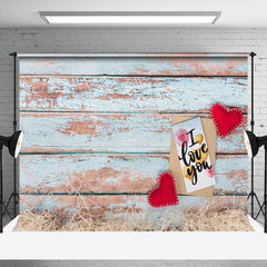 Lofaris Envelop Retro Blue Wooden Valentines Day Backdrop