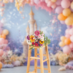 Lofaris Fairy Castle Balloons Floral Cake Smash Backdrop