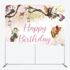 Lofaris Fairy Floral Mushroom Spring Happy Birthday Backdrop