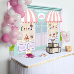 Lofaris Fairy Green Pink Dessert House Birthday Backdrop