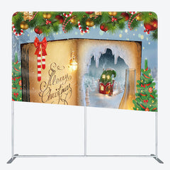 Lofaris Fairy Magic Book Christmas Tension Fabric Backdrop