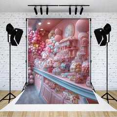 Lofaris Fairy Pink Sweet Candy Store Cake Smash Backdrop