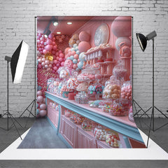 Lofaris Fairy Pink Sweet Candy Store Cake Smash Backdrop